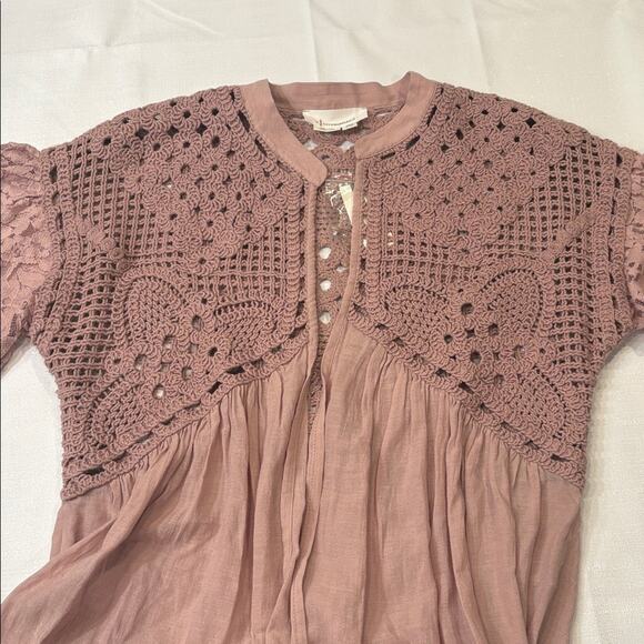 Anthropologie Cardigan Duster in Rose Crochet Detail and Lace Trim One Size NWT - Picture 14 of 16